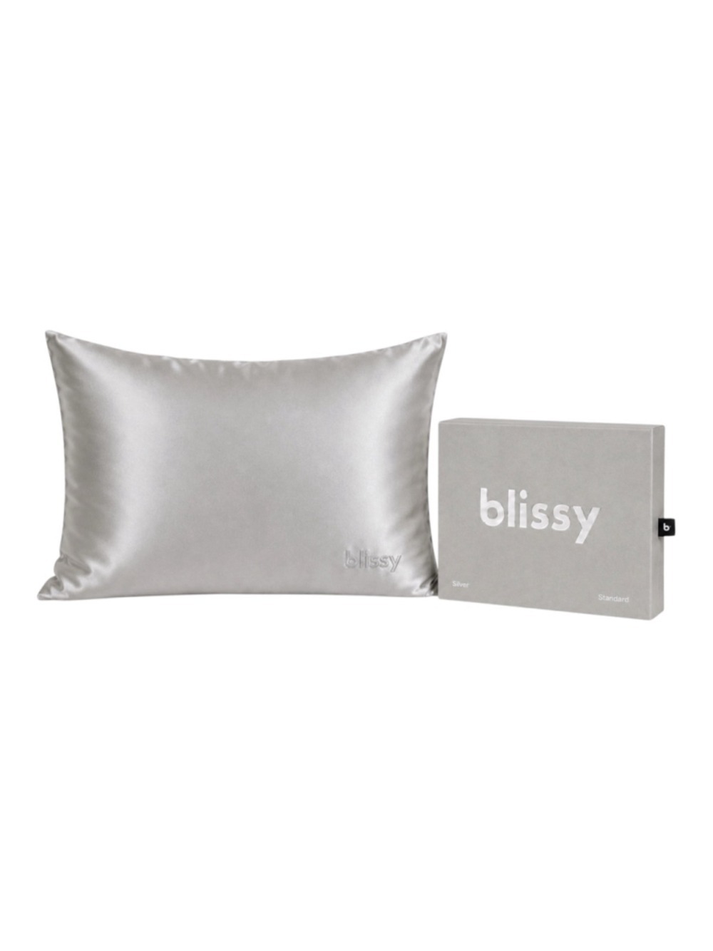 Blissy 100% Mulberry Silk Pillowcase Silver Standard NIB